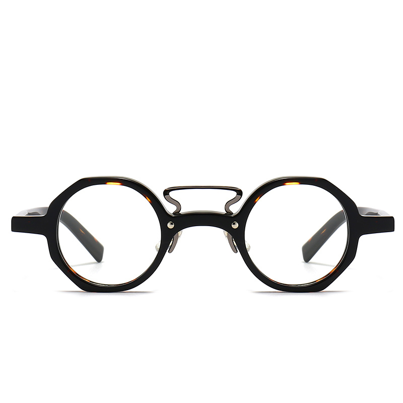 Acetate Optical Glasses Hexagon Frame Circle Lenses Eyeglasses