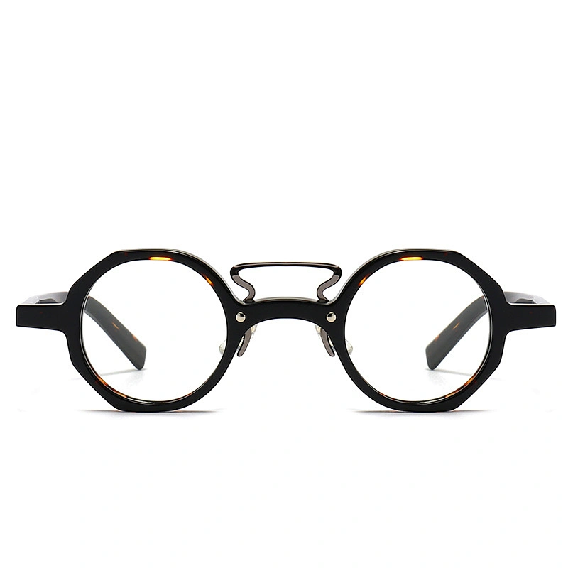 Acetate Optical Glasses Hexagon Frame Circle Lenses Eyeglasses