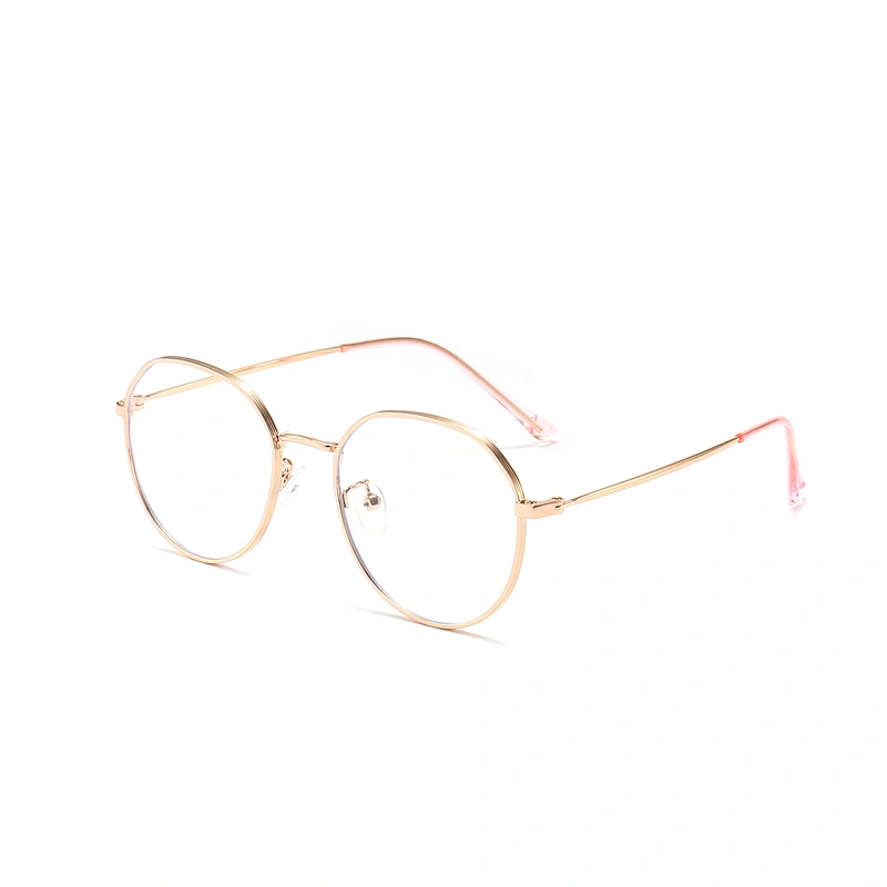 Rose Gold Metal Optical Glasses for Female Round Frame Clear Lenses
