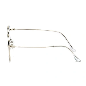 Large Frame Metal Optical Glasses Luxury Silver Round Frame Eyeglasses