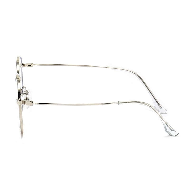 Large Frame Metal Optical Glasses Luxury Silver Round Frame Eyeglasses