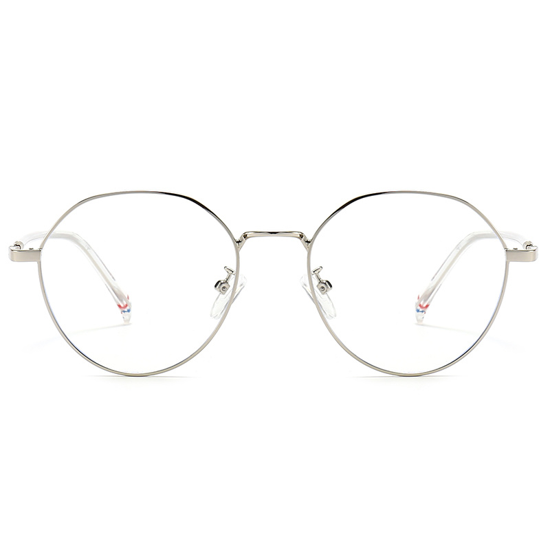 Metal Optical Glasses Round Frame Luxury Silver Clear Lenses Eyeglasses