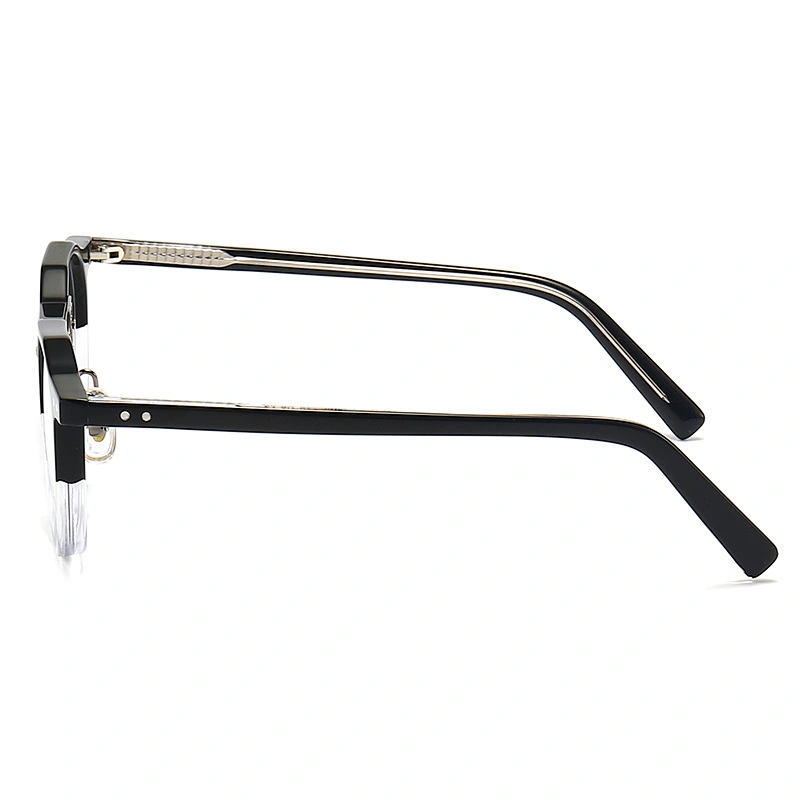 Acetate Optical Glasses Half Frame Design Plastic Eyeglasses with Metal Bridge