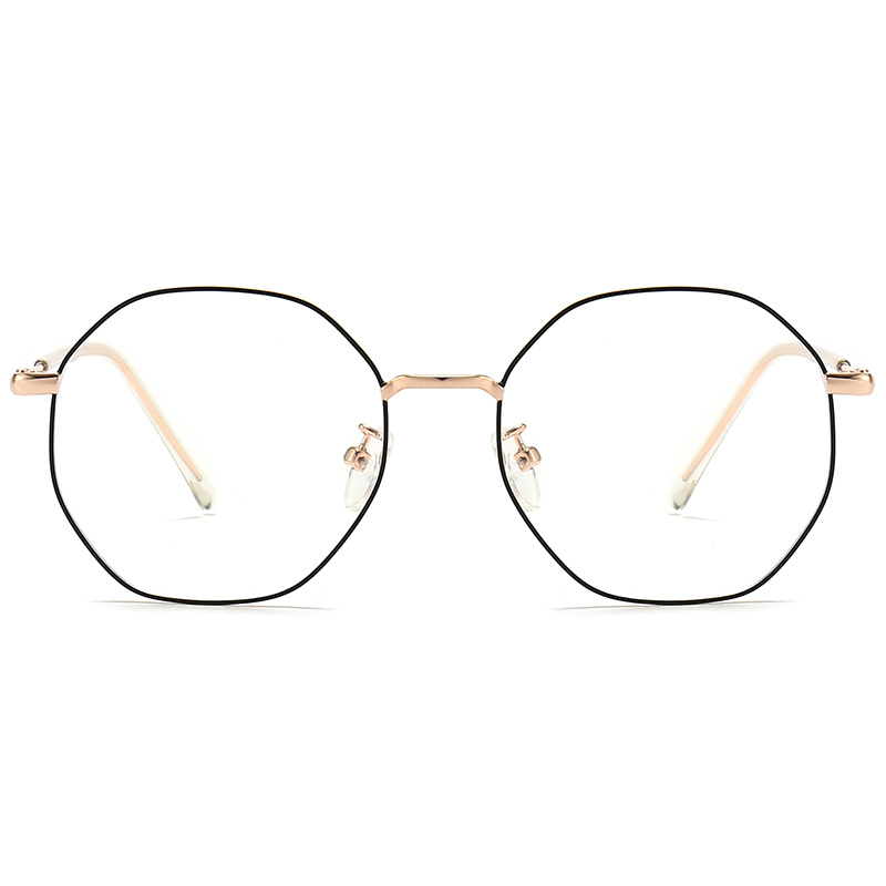 Geometric Metal Optical Glasses Octagon Wire Frame Two Tones Eyeglasses