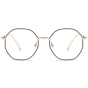 Geometric Metal Optical Glasses Octagon Wire Frame Two Tones Eyeglasses