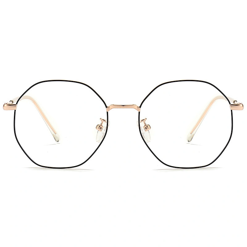 Geometric Metal Optical Glasses Octagon Wire Frame Two Tones Eyeglasses