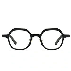 Non Breakable Acetate Optical Glasses with Hexagon Frame PC Lenses