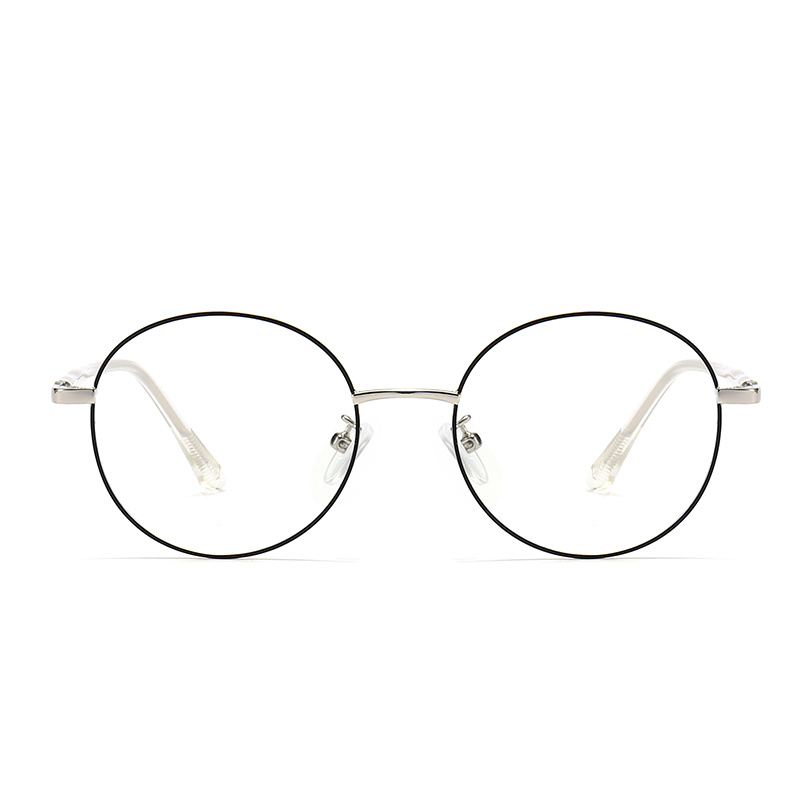Round Frame Metal Optical Glasses Anti Slip Temple Simple Style