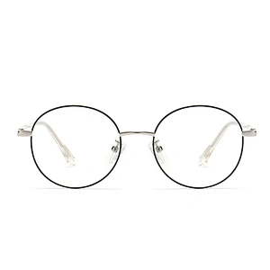 Round Frame Metal Optical Glasses Anti Slip Temple Simple Style