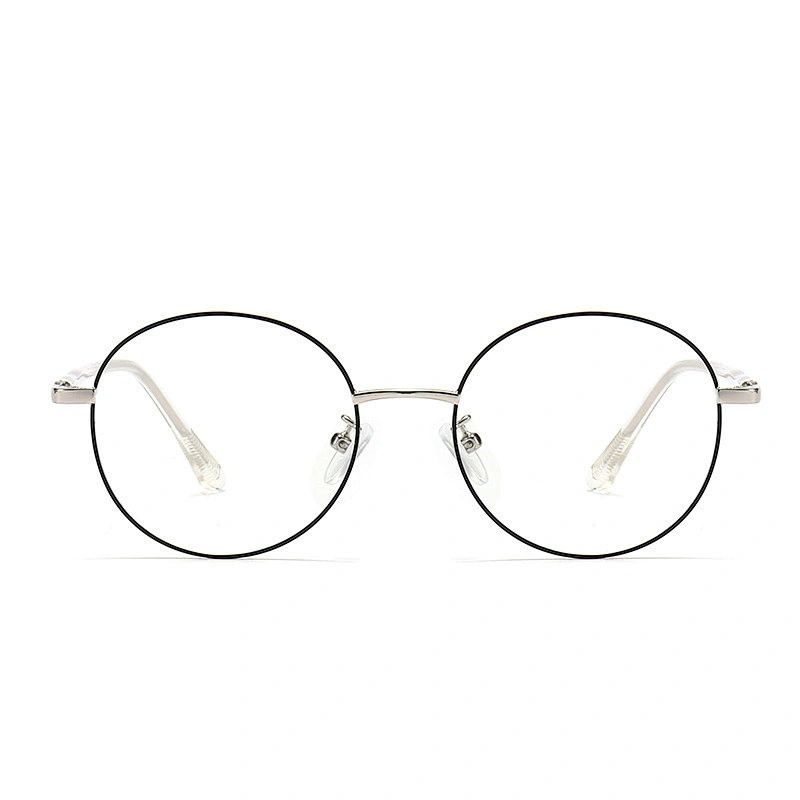 Round Frame Metal Optical Glasses Anti Slip Temple Simple Style