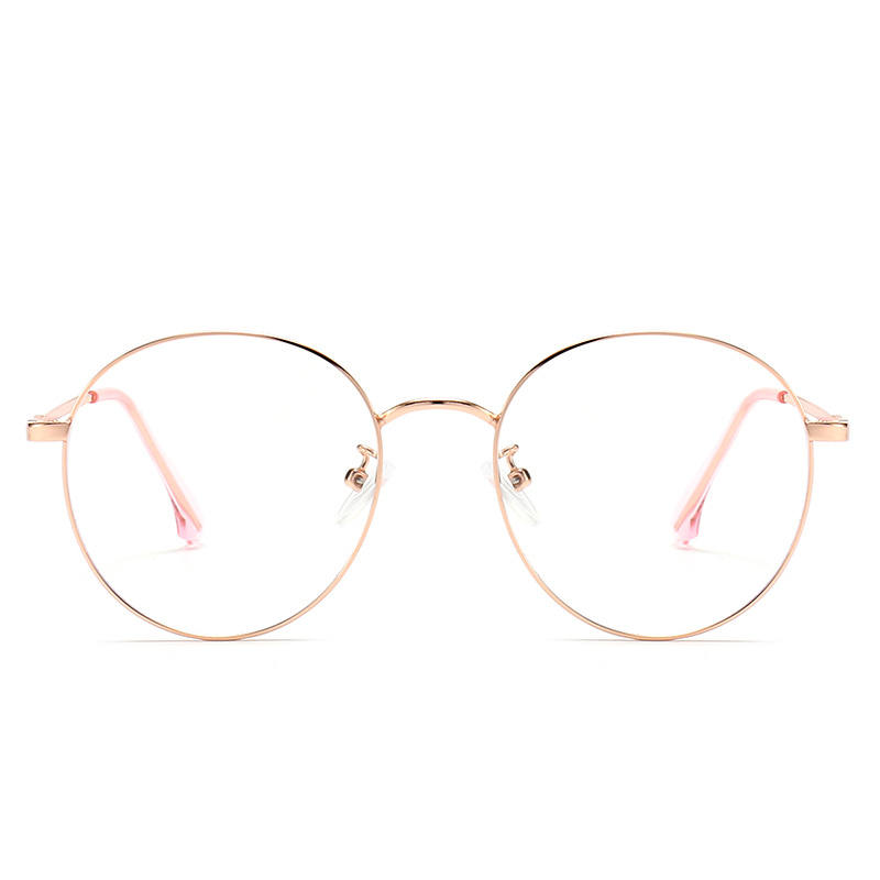 Unisex Metal Optical Glasses Circle Luxury Rose Gold Frame Lightweight