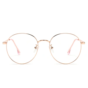 Unisex Metal Optical Glasses Circle Luxury Rose Gold Frame Lightweight