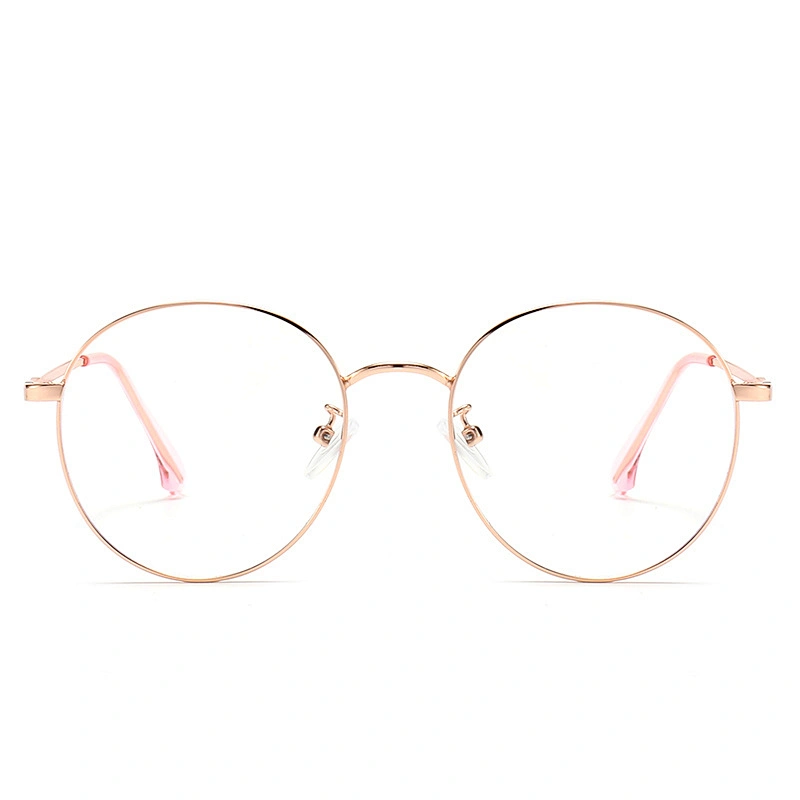 Unisex Metal Optical Glasses Circle Luxury Rose Gold Frame Lightweight