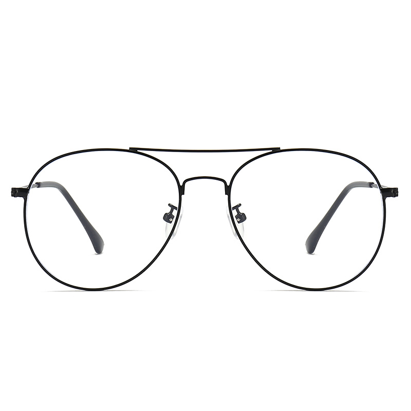 Aviator Style Metal Optical Glasses Cool Black Frame Clear Lenses