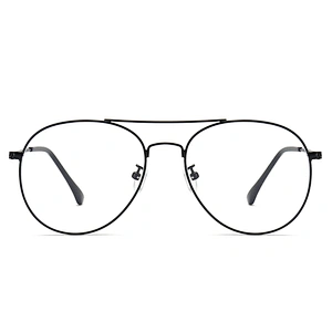 Aviator Style Metal Optical Glasses Cool Black Frame Clear Lenses