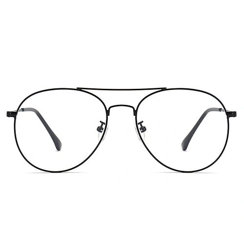 Aviator Style Metal Optical Glasses Cool Black Frame Clear Lenses