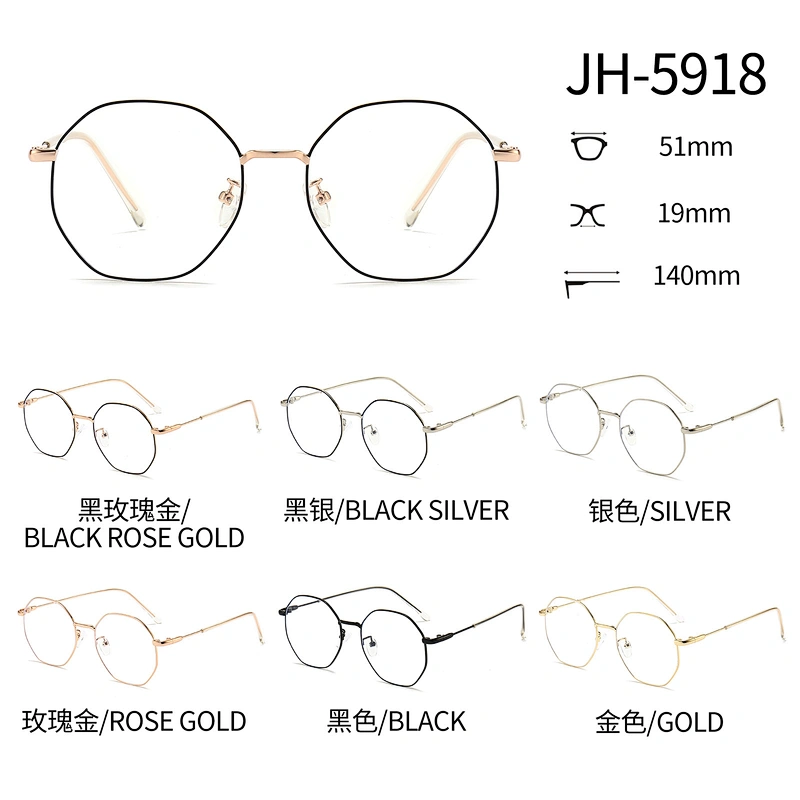 Geometric Metal Optical Glasses Octagon Wire Frame Two Tones Eyeglasses