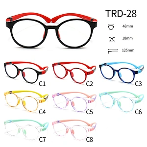 Round Plastic Kids Optical Glasses Two Tones PC Lenses TR90 Temple for Gaming