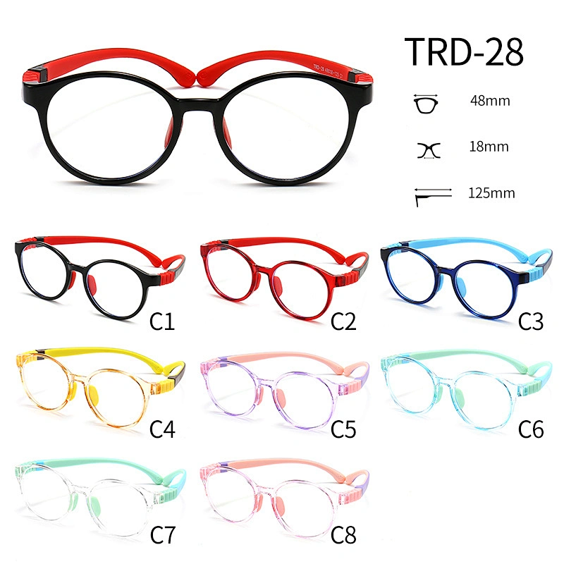 Round Plastic Kids Optical Glasses Two Tones PC Lenses TR90 Temple for Gaming