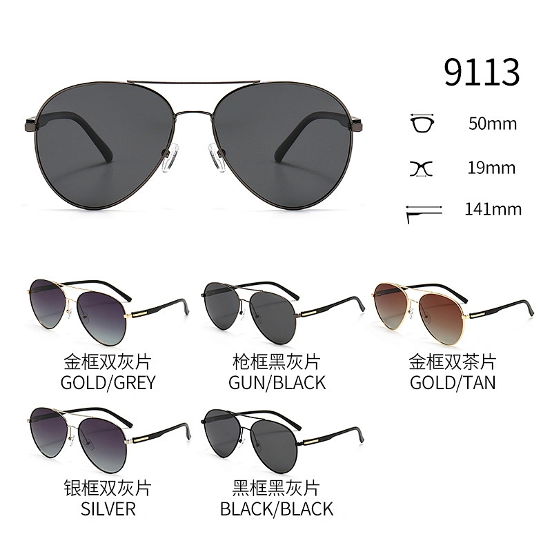 Luxury Black Sunglasses for Men Metal Frame Aviator Style Male Sunglasses
