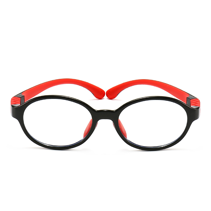 Kids Oval Optical Glasses Two Tones Temple Anti Blue Light PC Clear Lenses