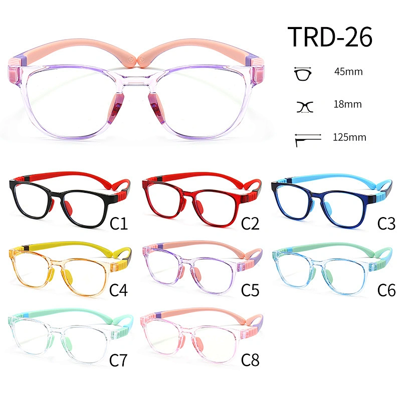 Retro Anti Slip Kids Optical Glasses Soft Lightweight Blue Light Clear Lenses
