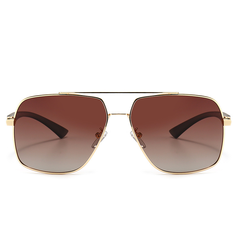 Retro Sunglasses for Ladies Double Bridges Square Frame Sunglasses