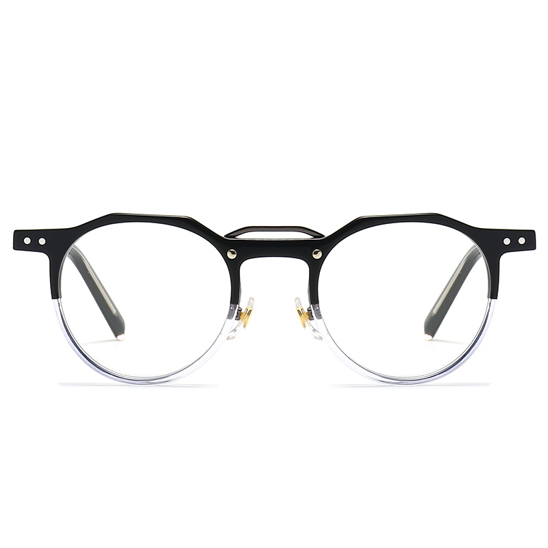 Acetate Optical Glasses Half Frame Design Plastic Eyeglasses with Metal Bridge