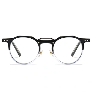 Acetate Optical Glasses Half Frame Design Plastic Eyeglasses with Metal Bridge