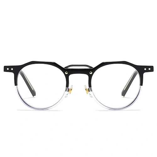 Acetate Optical Glasses Half Frame Design Plastic Eyeglasses with Metal Bridge