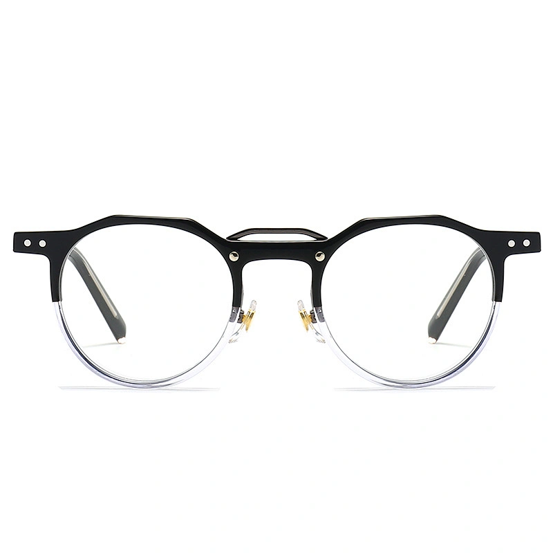 Acetate Optical Glasses Half Frame Design Plastic Eyeglasses with Metal Bridge