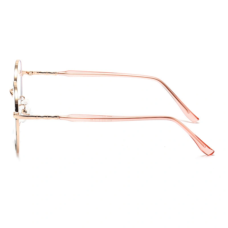 Classic Metal Optical Glasses Long Temple Tips Round Frame Black & Rose Gold