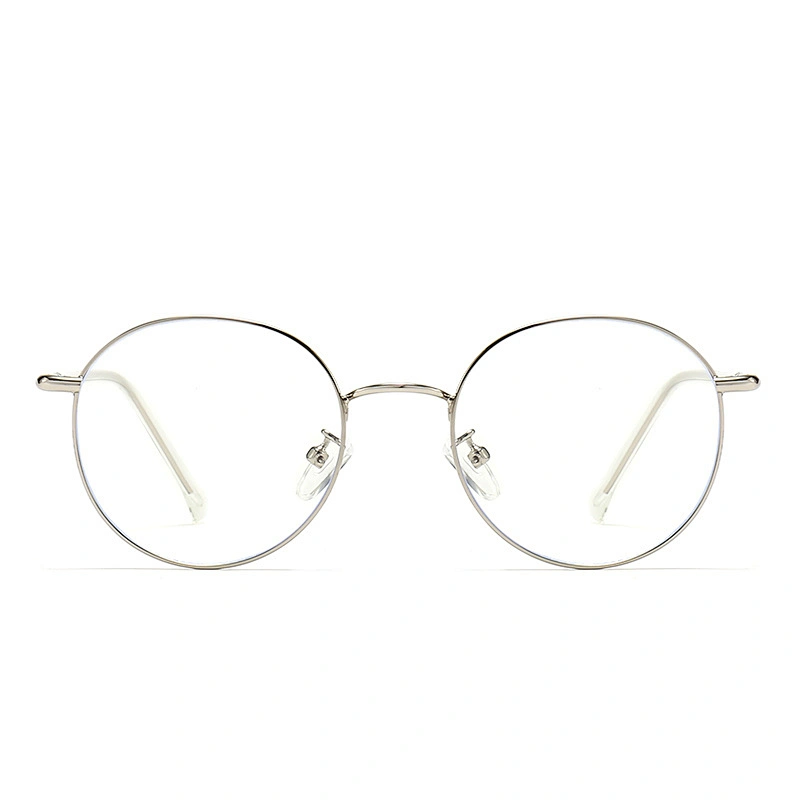 Classic Metal Optical Glasses Silver Round Frame Polarized Lenses
