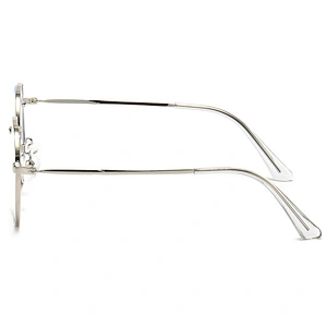 Shiny Silver Metal Optical Glasses for Women and Men Round Frame