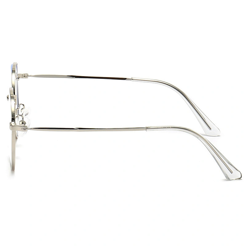 Shiny Silver Metal Optical Glasses for Women and Men Round Frame