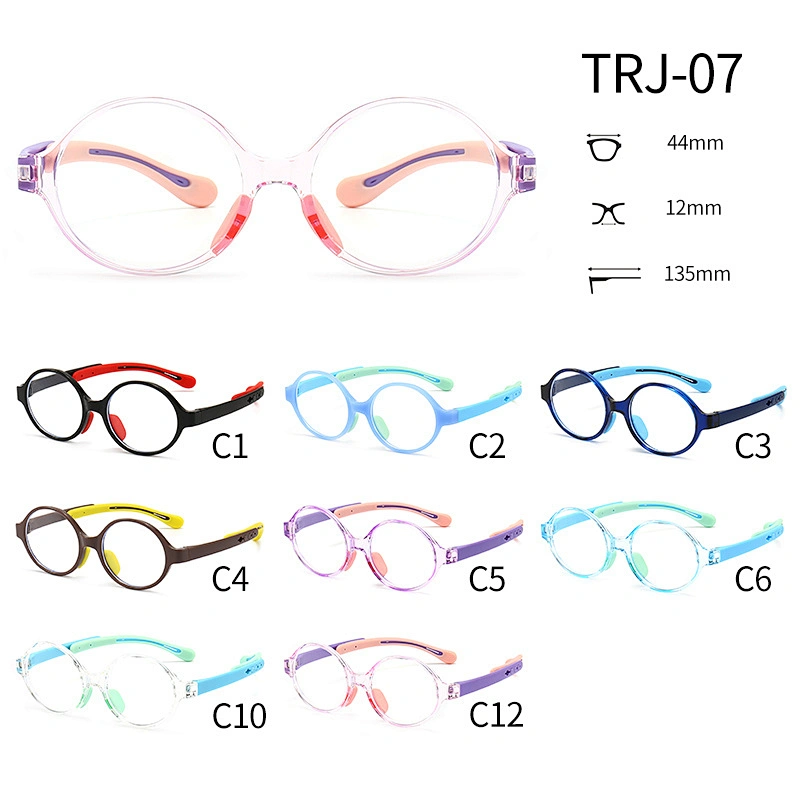 Bendable Kids Optical Glasses Detachable Temple Round PC Lens TR90