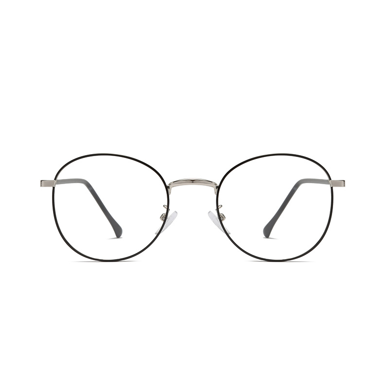 Durable Metal Optical Glasses Round Shape Black Frame Eyeglasses