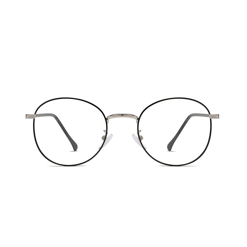 Durable Metal Optical Glasses Round Shape Black Frame Eyeglasses