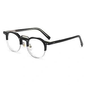 Acetate Optical Glasses Half Frame Design Plastic Eyeglasses with Metal Bridge