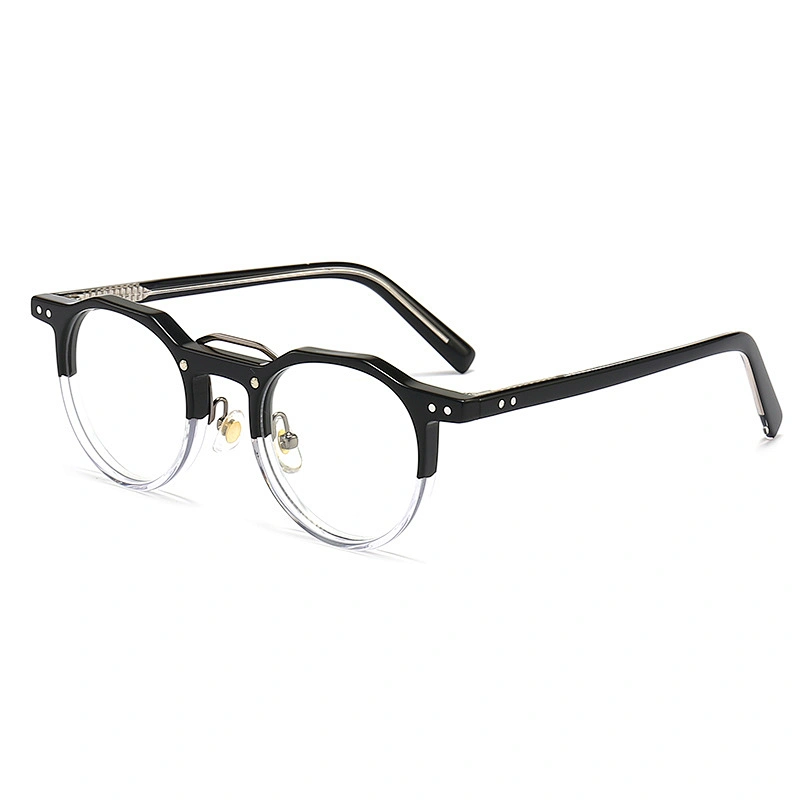 Acetate Optical Glasses Half Frame Design Plastic Eyeglasses with Metal Bridge