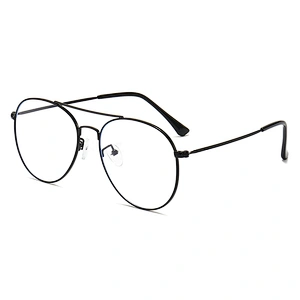 Aviator Style Metal Optical Glasses Cool Black Frame Clear Lenses