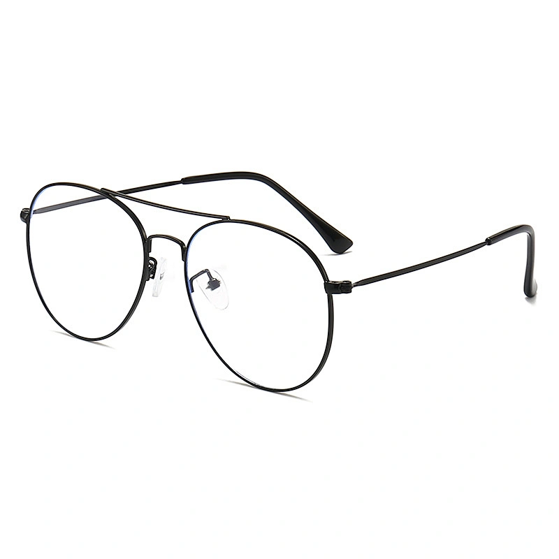 Aviator Style Metal Optical Glasses Cool Black Frame Clear Lenses