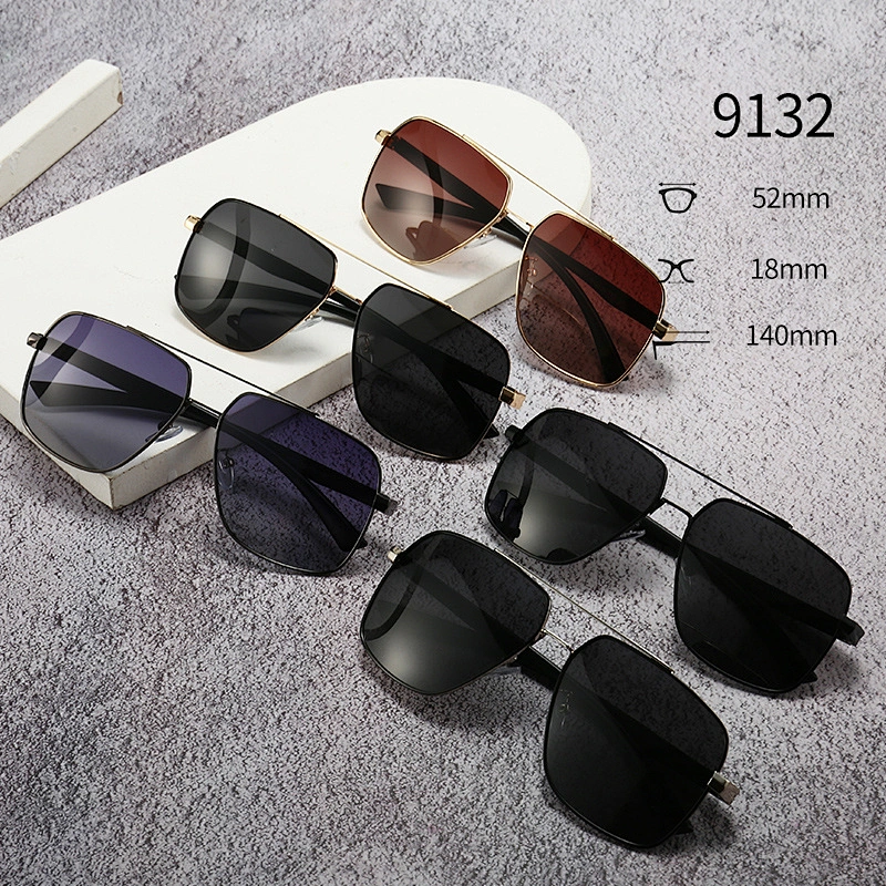 Retro Sunglasses for Ladies Double Bridges Square Frame Sunglasses