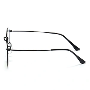 Metallic Optical Glasses Silicon Nose Pads Round Dark Frame Eyeglasses