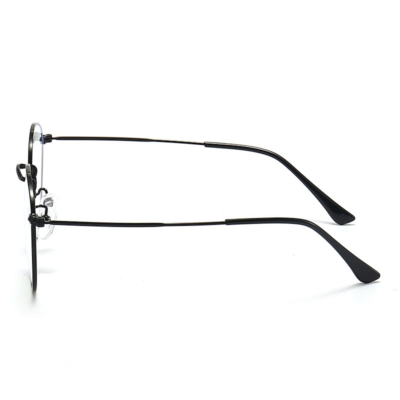 Metallic Optical Glasses Silicon Nose Pads Round Dark Frame Eyeglasses