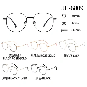 Large Frame Metal Optical Glasses Luxury Silver Round Frame Eyeglasses