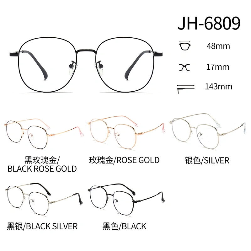 Large Frame Metal Optical Glasses Luxury Silver Round Frame Eyeglasses