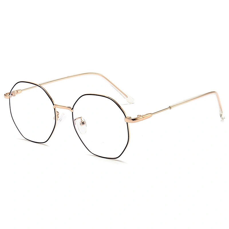 Geometric Metal Optical Glasses Octagon Wire Frame Two Tones Eyeglasses