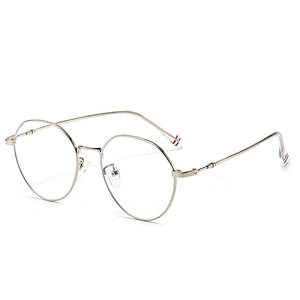 Metal Optical Glasses Round Frame Luxury Silver Clear Lenses Eyeglasses