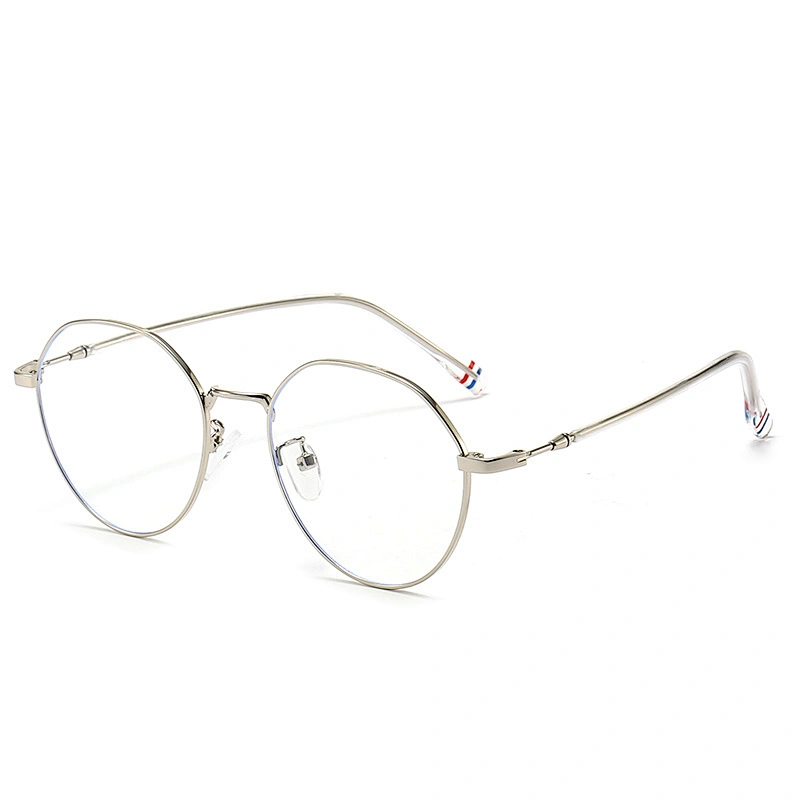 Metal Optical Glasses Round Frame Luxury Silver Clear Lenses Eyeglasses